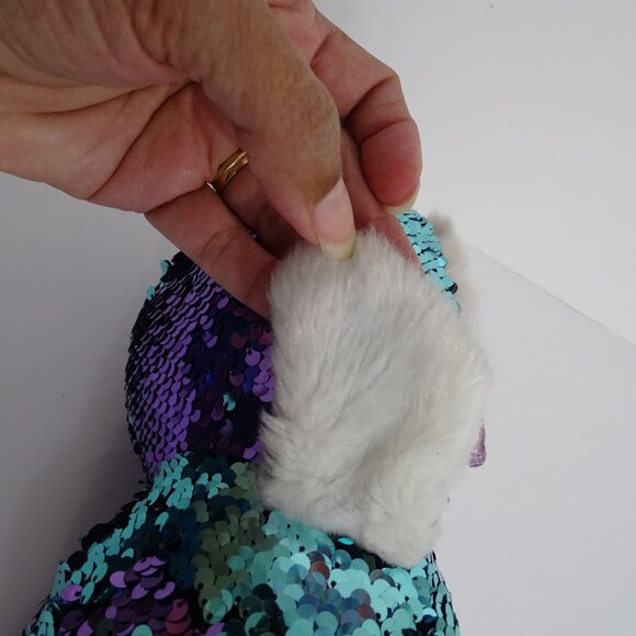 Ty Flippables Moonlight Owl Sequin Purple Green Stuffed Animal Plush Soft Toy 9" - Picture 16 of 16